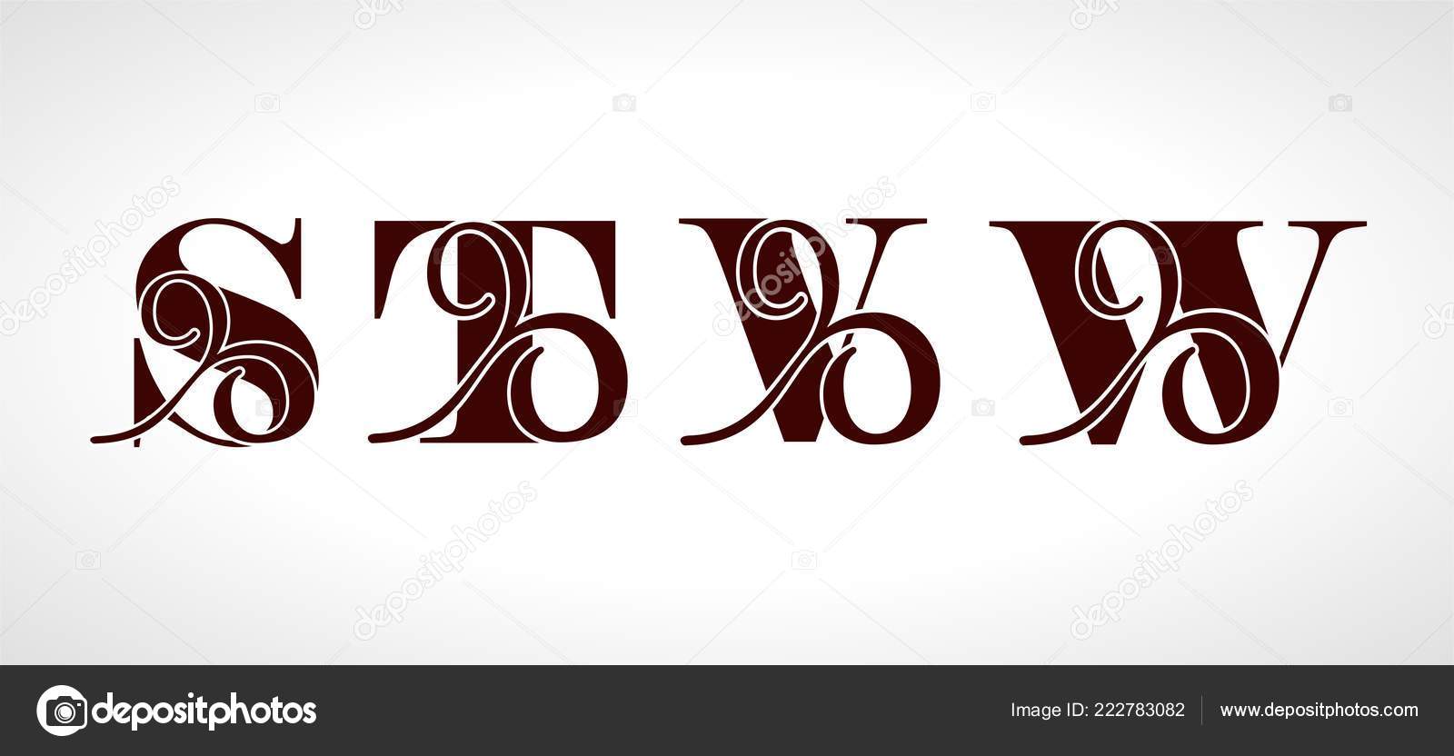 Decorative Capital Letters S T V W For Your Monogram Logo
