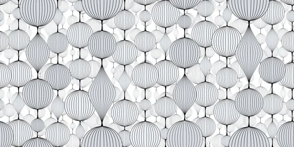 Papel de parede abstrato sem costura, padrão. Grinaldas de bolas a granel em tons de branco —  Vetores de Stock