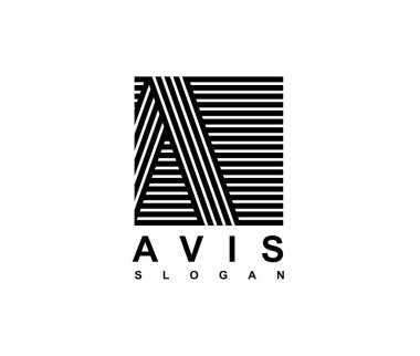 Büyük harf A bir meydanda yazılı olduğu... Monogram, logo, amblem, harfler modern şablonu. Siyah çizgiler gölgeler ile üst üste yapılan.