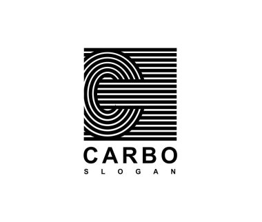 Büyük harf C bir meydanda yazılı olduğu... Monogram, logo, amblem, harfler modern şablonu. Siyah çizgiler gölgeler ile üst üste yapılan.