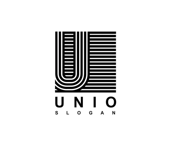 大写字母 u 刻在正方形上。用于单字、徽标、徽标、首字母的现代模板。黑色条纹与阴影重叠. — 图库矢量图片