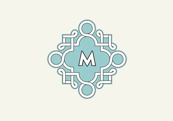 Premium monogram template for your emblems, logos, chevrons, labels. Floral ornament. Fancy wreath. Leaf vector frame. — Stock Vector