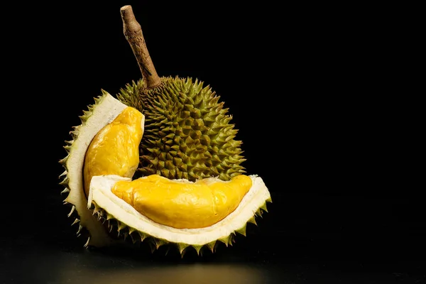 Durian Βασιλιάς Των Φρούτων Μαύρο Φόντο — Φωτογραφία Αρχείου