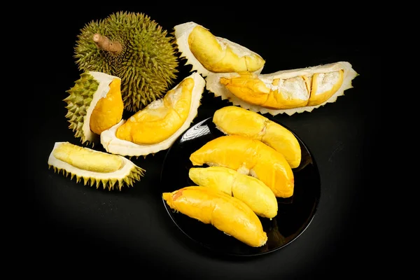 Durian Meyve Siyah Arka Plan Kralı Telifsiz Stok Fotoğraflar