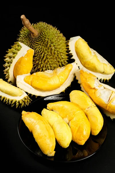 Durian Βασιλιάς Των Φρούτων Μαύρο Φόντο Εικόνα Αρχείου