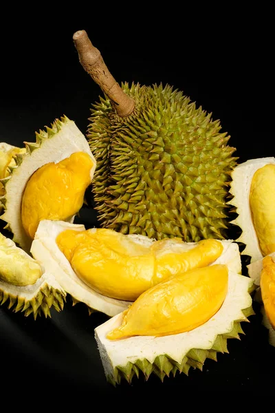 Durian Meyve Siyah Arka Plan Kralı Stok Fotoğraf