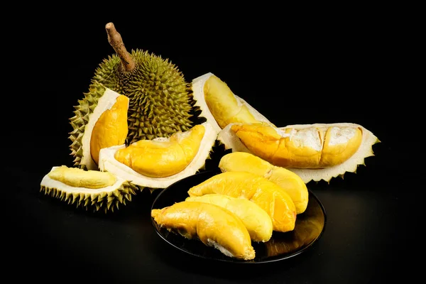 Durian Meyve Siyah Arka Plan Kralı Stok Resim