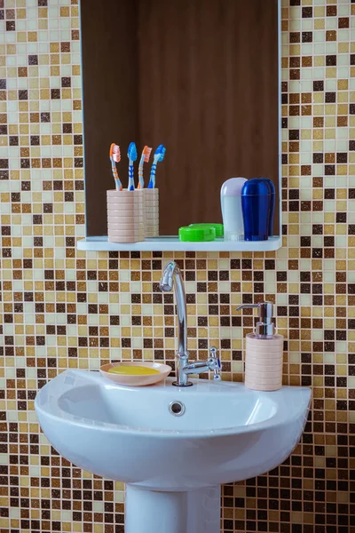 bathroom interior, hand wash basin - stock image