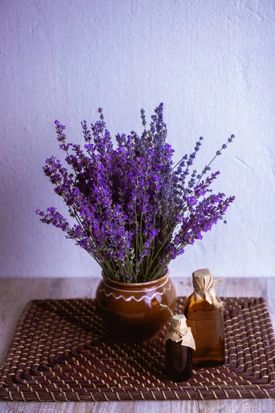 Lavender essence , natural skin care products,spa, lavender product, oil on nature background