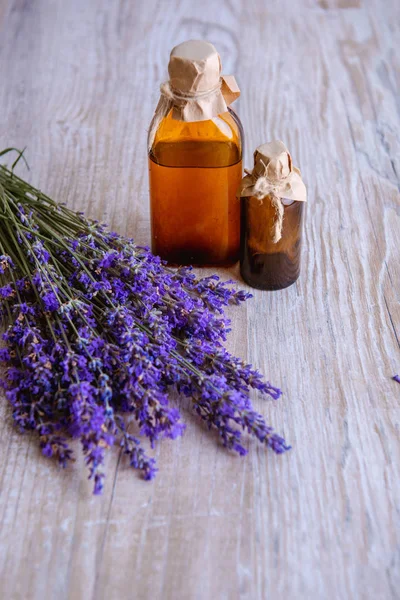 Lavendel Väsen Naturliga Hudvårdsprodukter Spa Lavendel Produkt Olja Natur Bakgrund — Stockfoto