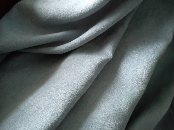 Samtig dicker Stoff für Vorhänge von grau-blauer Farbe — Stockfoto