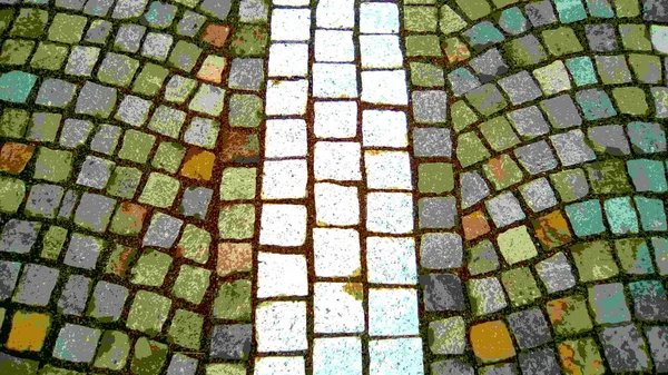 Geplaveide plein van de oude stad van vierkante stenen. De illustratie kan worden gebruikt als achtergrond. — Stockfoto