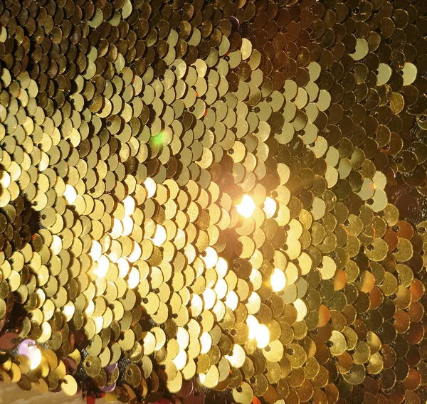 Background Sequin Sequin Background Gold Sequins Sparkling Reflected Light Yellow — Stock Photo, Image