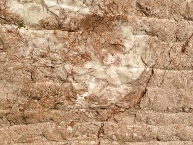 Taş kırmızısı arka plan. Sıcak renkler. Bozulmamış doku. Tuğla duvar