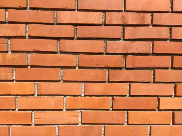 Rode Bakstenen Muur Glad Silicaat Lange Bakstenen Netjes Aangelegd — Stockfoto