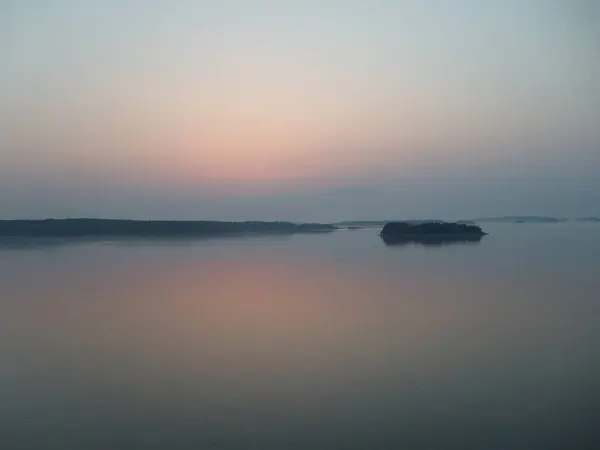 Noites Brancas Mar Báltico Skerries Finlandeses Neblina Neblina Noturna Uma — Fotografia de Stock