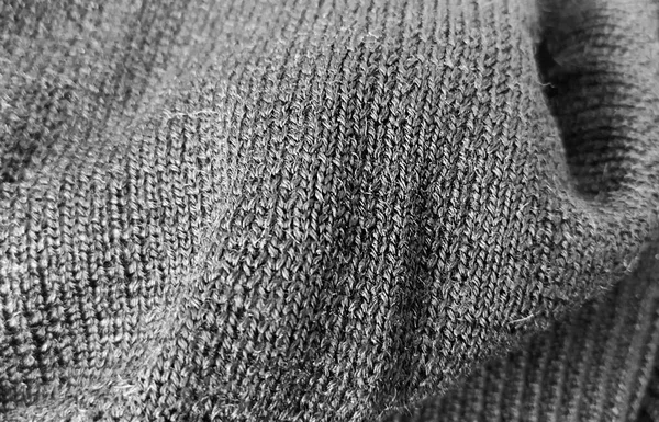 Knitted Product Monochrome Black White Photo Loops Texture Knitted Sweater — Stock Photo, Image