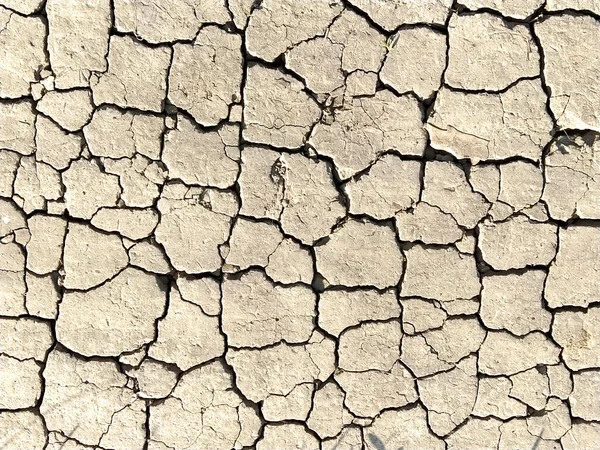 Sivatagi Textúra Száraz Repedt Föld Homok Mély Repedések Átszúrják Talajt — Stock Fotó