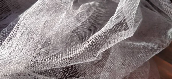 Tecido Malha Fina Branca Tecido Para Véus Cortinas Mosquiteiros Tule — Fotografia de Stock