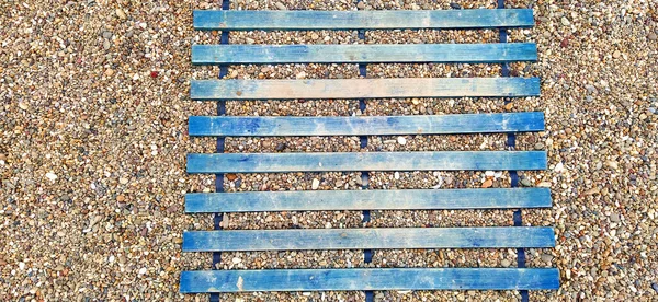 Houten Promenade Het Zand Houten Loopbrug Het Strand Plakken Planken — Stockfoto