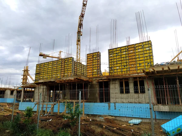 Sremska Mitrovica Serbia June 2020 Construction Apartment Building State Program — Stock Photo, Image