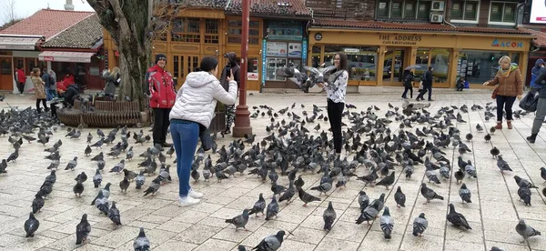 Saraybosna Bosna Hersek Mart 2020 Insanlar Saraybosna Nın Merkez Sokaklarında — Stok fotoğraf