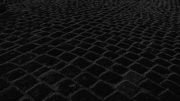 Monochrome Graphic Drawing Paving Stones Ancient Square Old City Black — Stock Photo, Image