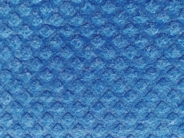 Close Fabric Raised Raised Print Convex Diamonds Blue Microfiber Dishwashing — Stock Photo, Image