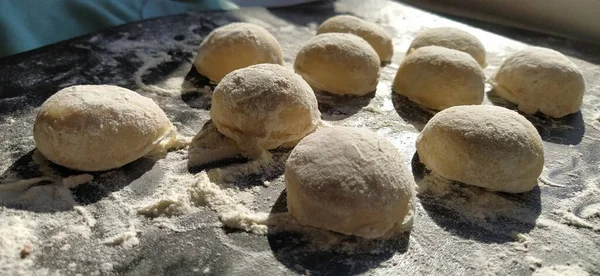 Morceaux Ronds Pâte Sablée Pour Faire Des Biscuits Pain Épice — Photo