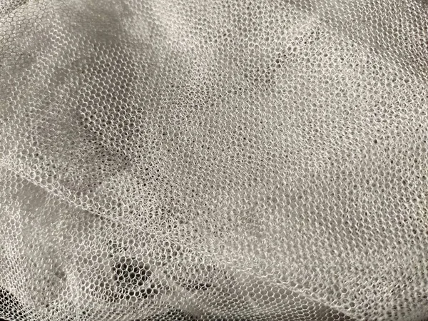 Sheer White Net Tulle Mesh Fabric Wrinkled Folded Carelessly Close — Stock Photo, Image