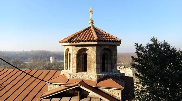 Belgrado Serbia Gennaio 2020 Cupola Della Chiesa Con Una Croce — Foto Stock
