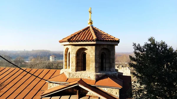 Belgrado Serbia Gennaio 2020 Cupola Della Chiesa Con Una Croce — Foto Stock