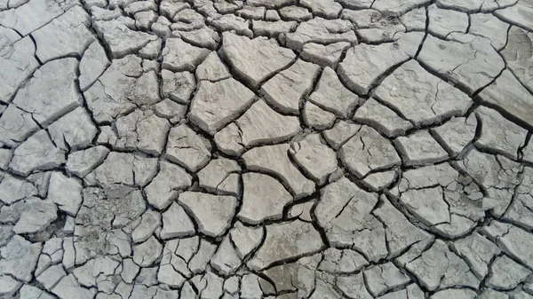Terra Argila Rachada Devido Seca Desperdício Água Rio — Fotografia de Stock