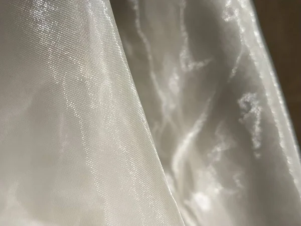 Organza White Beige Champagne Color Close Lightweight Sheer Tulle Curtains — Stock Photo, Image