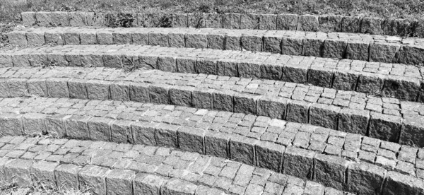 Semicircular Steps Amphitheater Wide Staircase Made Stone Blocks Bricks Uneven — Stock Photo, Image