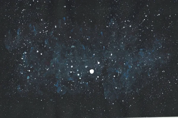 Dark blue galaxy background painted with acrylics