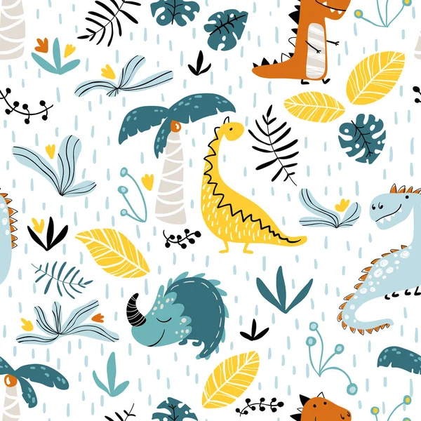 Dinosaur jungle pattern Royalty Free Stock Vectors