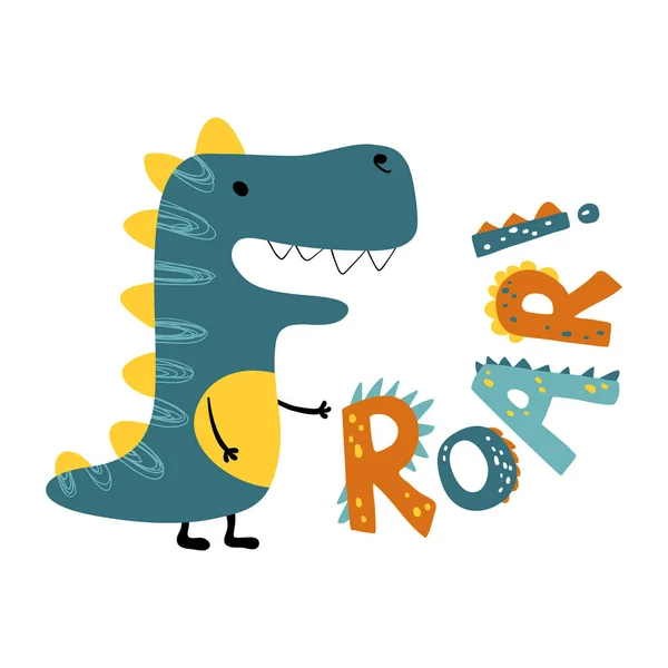 Roar dinosaur scandinavian — Stock Vector