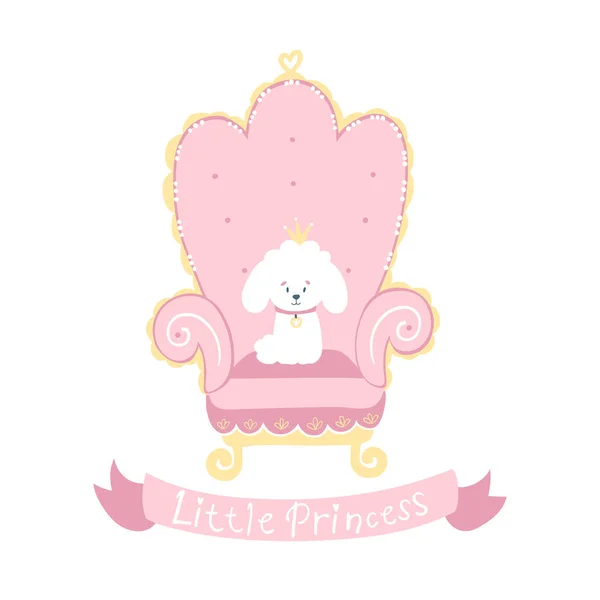 Princesa perro caniche en el trono — Vector de stock