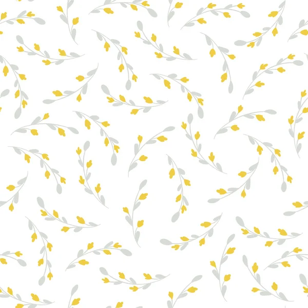 Floral padrão sem costura minimalista. Fundo vetorial de flores amarelas em um estilo escandinavo simples. Paleta Pastel, ideal para impressão em tecido e papel —  Vetores de Stock