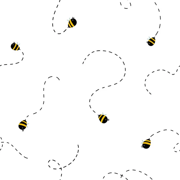 Grappige Bijen Naadloos Patroon Vector Naïeve Personages Scandinavische Handgetekende Cartoon — Stockvector