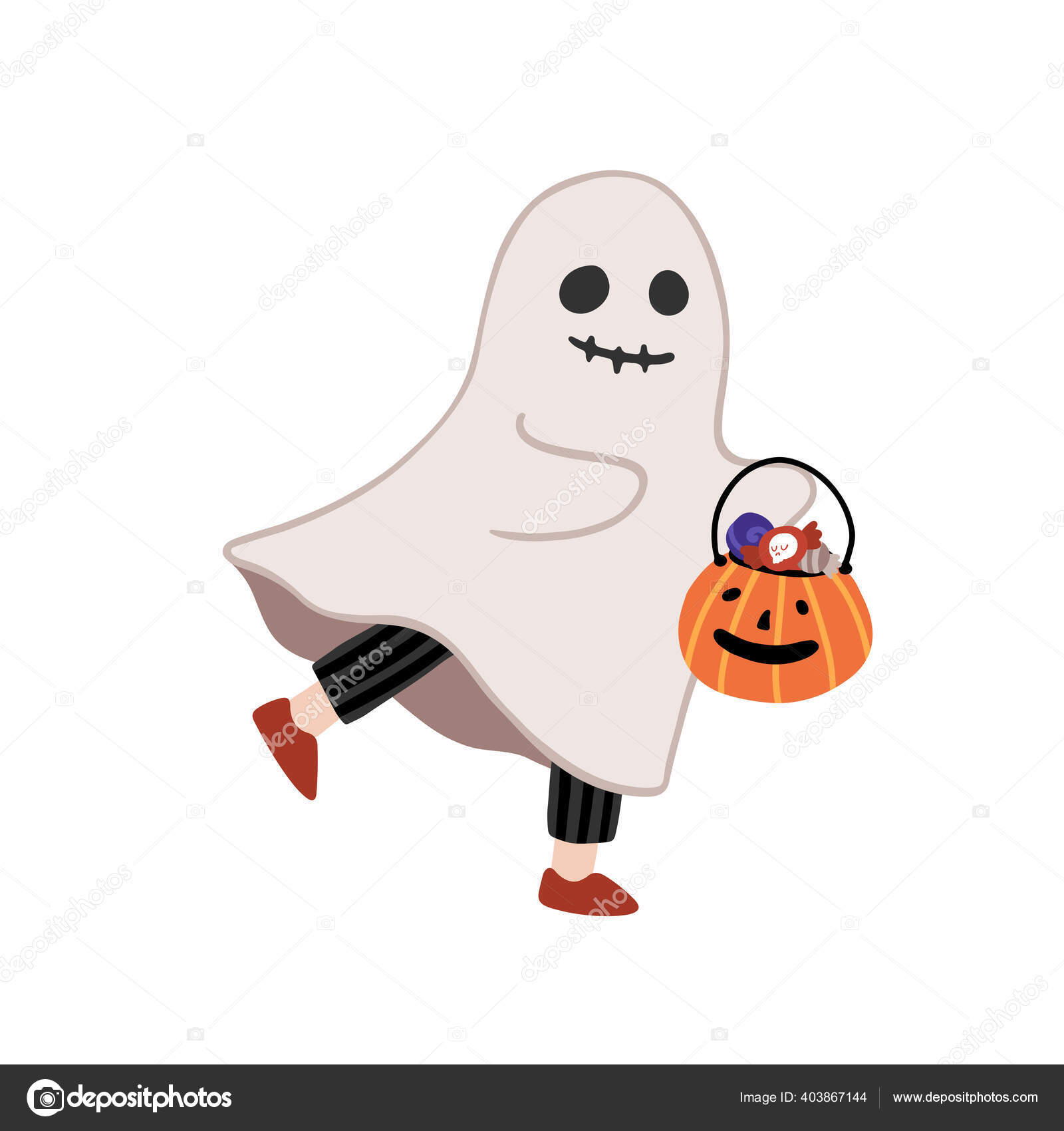 Fantasma de halloween assustador com ilustração de design de personagens de  abóbora