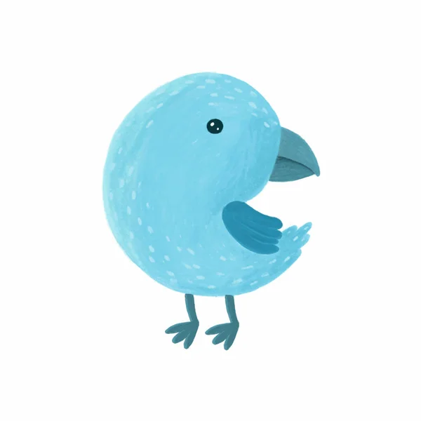 Pequeno pássaro azul, mão bonito desenhado ilustração isolada sobre fundo branco. Sombreamento suave em cores pastel — Fotografia de Stock