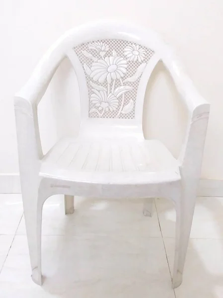 Silla Plástico Blanco Cualquier Local — Foto de Stock