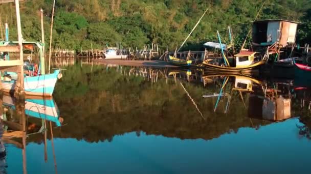 Barcos Pesca Rio — Vídeo de Stock