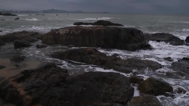 Tempesta Sul Mare Onde Rocce — Video Stock