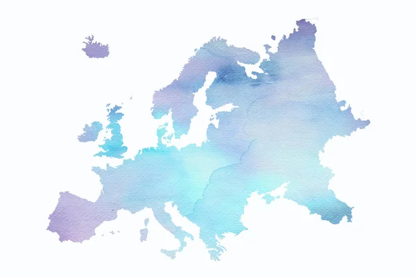 Mappa Dell Europa Dipinta Con Vernici Acquerello — Foto Stock