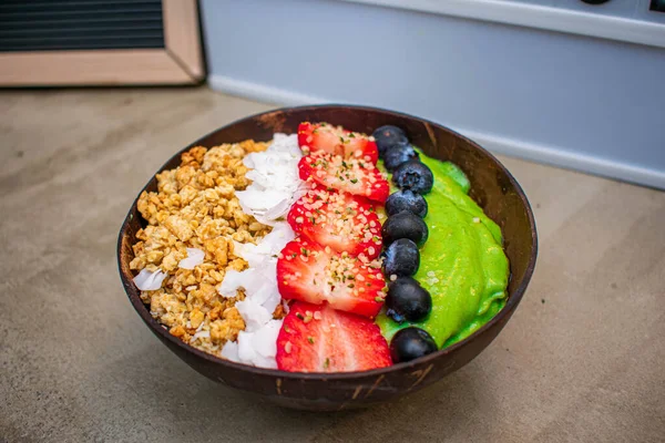 Special matcha salad with fruits — Stock Photo, Image