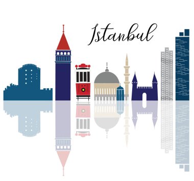 beyaz arka planda istanbul silueti