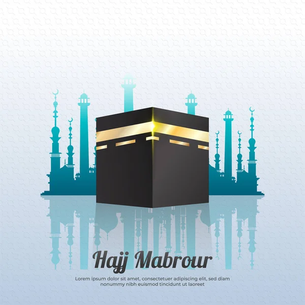 Kabe ve Mavi Gökyüzü ile İslami Hac Geçmişi. Sancak, Poster veya Tebrik Kartı için Hacı Kavramı
